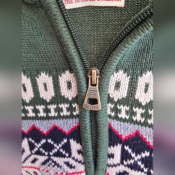 Weatherproof Nordic Green and Cream Zip Up Sweater Vintage - Picture 6 of 11